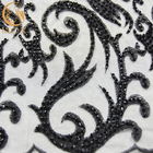 Tela bordada negro suave del cordón de Mesh Beaded Lace Fabric 3D 1 yarda