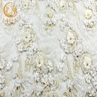 Material nupcial del cordón de los diamantes artificiales brillantes/tela francesa del vestido de boda del cordón