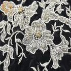 Anchura bordada blanca única de la decoración el 135cm el 140cm de las perlas de la tela del cordón
